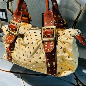 BE & D cream leather Garbo carry bag / purse